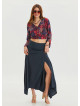 Zipper Detailed Slit Anthracite Asymmetric Skirt 4637